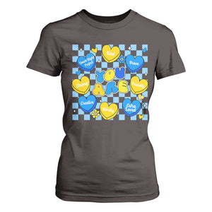 World Down Syndrome Day T Shirt For Women Blue Yellow Ribbon Retro Heart Love TS10 Dark Chocolate Print Your Wear