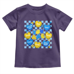 World Down Syndrome Day Toddler T Shirt Blue Yellow Ribbon Retro Heart Love TS10 Purple Print Your Wear