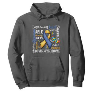 Down Syndrome Awareness Hoodie Rock Your Socks Different Not Less TS10 Dark Heather Print Your Wear