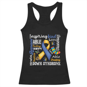 Down Syndrome Awareness Racerback Tank Top Rock Your Socks Different Not Less TS10 Black Print Your Wear