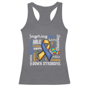 Down Syndrome Awareness Racerback Tank Top Rock Your Socks Different Not Less TS10 Charcoal Print Your Wear