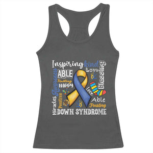 Down Syndrome Awareness Racerback Tank Top Rock Your Socks Different Not Less TS10 Dark Heather Print Your Wear