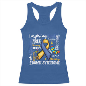 Down Syndrome Awareness Racerback Tank Top Rock Your Socks Different Not Less TS10 Royal Blue Print Your Wear