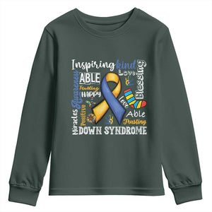 Down Syndrome Awareness Youth Sweatshirt Rock Your Socks Different Not Less TS10 Dark Forest Green Print Your Wear