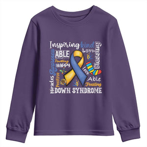Down Syndrome Awareness Youth Sweatshirt Rock Your Socks Different Not Less TS10 Purple Print Your Wear