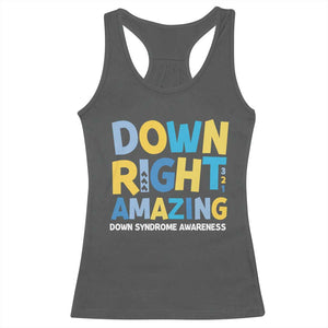 World Down Syndrome Day Racerback Tank Top 321 Awareness Support Down Right Amazing Three Arrows TS10 Dark Heather Print Your Wear