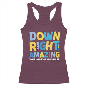 World Down Syndrome Day Racerback Tank Top 321 Awareness Support Down Right Amazing Three Arrows TS10 Maroon Print Your Wear