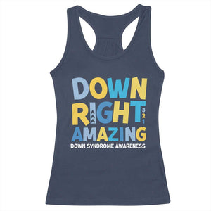 World Down Syndrome Day Racerback Tank Top 321 Awareness Support Down Right Amazing Three Arrows TS10 Navy Print Your Wear