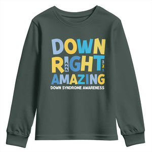 World Down Syndrome Day Youth Sweatshirt 321 Awareness Support Down Right Amazing Three Arrows TS10 Dark Forest Green Print Your Wear