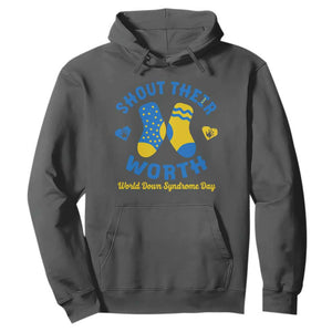 World Down Syndrome Day Hoodie 321 Awareness Support Shout Their Worth TS10 Dark Heather Print Your Wear