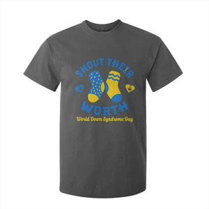 World Down Syndrome Day T Shirt For Kid 321 Awareness Support Shout Their Worth TS10 Dark Heather Print Your Wear