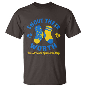 World Down Syndrome Day T Shirt 321 Awareness Support Shout Their Worth TS10 Dark Chocolate Print Your Wear