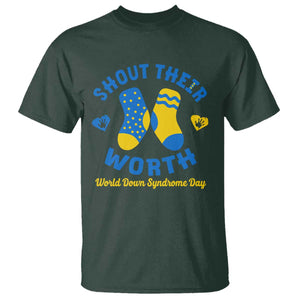 World Down Syndrome Day T Shirt 321 Awareness Support Shout Their Worth TS10 Dark Forest Green Print Your Wear