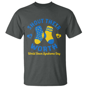 World Down Syndrome Day T Shirt 321 Awareness Support Shout Their Worth TS10 Dark Heather Print Your Wear