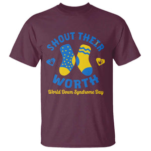 World Down Syndrome Day T Shirt 321 Awareness Support Shout Their Worth TS10 Maroon Print Your Wear