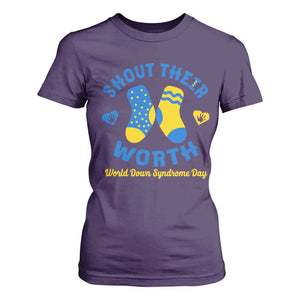 World Down Syndrome Day T Shirt For Women 321 Awareness Support Shout Their Worth TS10 Purple Print Your Wear