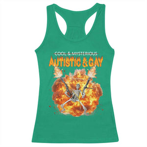 Autistic And Gay Skeleton Explosion Racerback Tank Top TS10 Irish Green Print Your Wear