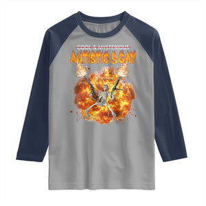Autistic And Gay Skeleton Explosion Raglan Shirt TS10 Sport Gray Navy Print Your Wear