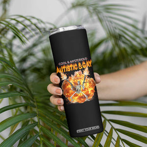 Autistic And Gay Skeleton Explosion Skinny Tumbler TS10 Print Your Wear