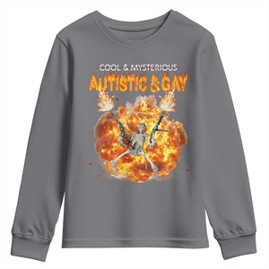 Autistic And Gay Skeleton Explosion Youth Sweatshirt TS10 Charcoal Print Your Wear