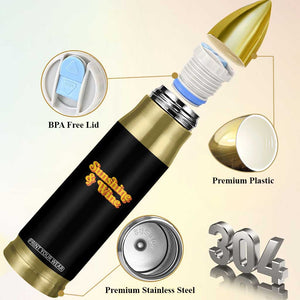 Funny Drinking Bullet Tumbler Sunshine & Wine Retro Drinking Summer Vintage 70's TS10 Print Your Wear