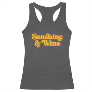 Funny Drinking Racerback Tank Top Sunshine & Wine Retro Drinking Summer Vintage 70's TS10 Dark Heather Print Your Wear