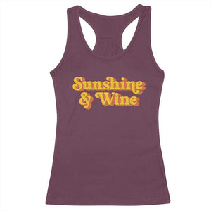 Funny Drinking Racerback Tank Top Sunshine & Wine Retro Drinking Summer Vintage 70's TS10 Maroon Print Your Wear