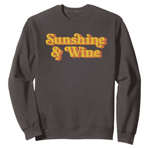 Funny Drinking Sweatshirt Sunshine & Wine Retro Drinking Summer Vintage 70's TS10 Dark Chocolate Print Your Wear