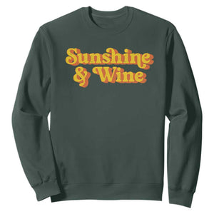 Funny Drinking Sweatshirt Sunshine & Wine Retro Drinking Summer Vintage 70's TS10 Dark Forest Green Print Your Wear