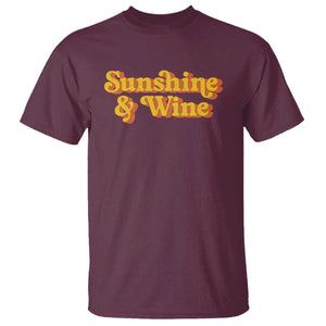 Funny Drinking T Shirt Sunshine & Wine Retro Drinking Summer Vintage 70's TS10 Maroon Print Your Wear
