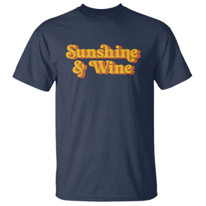 Funny Drinking T Shirt Sunshine & Wine Retro Drinking Summer Vintage 70's TS10 Navy Print Your Wear
