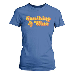 Funny Drinking T Shirt For Women Sunshine & Wine Retro Drinking Summer Vintage 70's TS10 Royal Blue Print Your Wear
