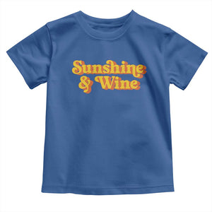 Funny Drinking Toddler T Shirt Sunshine & Wine Retro Drinking Summer Vintage 70's TS10 Royal Blue Print Your Wear