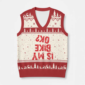 Is My Bike OK? Funny Motorcycle Dirt Bike Biker V-Neck Knit Sweater Vest Funny Mountain Biking Biker Cycling TS10 Beige Red Print Your Wear