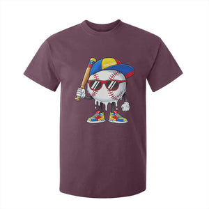 Venezuela Baseball T Shirt For Kid Venezuelan Pride Baseball Life Style Youth Drip Baseball Boys Kid TS10 Maroon Print Your Wear