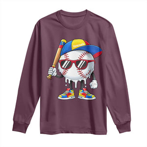 Venezuela Baseball Long Sleeve Shirt Venezuelan Pride Baseball Life Style Youth Drip Baseball Boys Kid TS10 Maroon Print Your Wear
