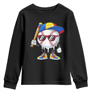 Venezuela Baseball Youth Sweatshirt Venezuelan Pride Baseball Life Style Youth Drip Baseball Boys Kid TS10 Black Print Your Wear
