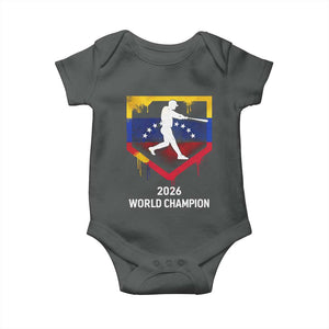 Venezuela Baseball 2026 Baby Onesie Venezuelan Flag Baseball Fan Gift TS10 Dark Heather Print Your Wear