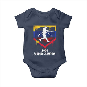 Venezuela Baseball 2026 Baby Onesie Venezuelan Flag Baseball Fan Gift TS10 Navy Print Your Wear