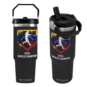 Venezuela Baseball 2026 Flip Straw Tumbler Venezuelan Flag Baseball Fan Gift TS10 One Size: 30 oz Black Print Your Wear