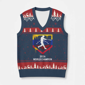 Venezuela Baseball 2026 V-Neck Knit Sweater Vest Venezuelan Flag Baseball Fan Gift TS10 Navy Red Print Your Wear