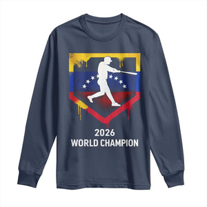 Venezuela Baseball 2026 Long Sleeve Shirt Venezuelan Flag Baseball Fan Gift TS10 Navy Print Your Wear