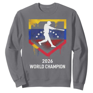 Venezuela Baseball 2026 Sweatshirt Venezuelan Flag Baseball Fan Gift TS10 Charcoal Print Your Wear