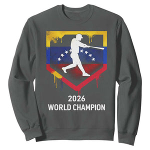 Venezuela Baseball 2026 Sweatshirt Venezuelan Flag Baseball Fan Gift TS10 Dark Heather Print Your Wear