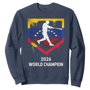 Venezuela Baseball 2026 Sweatshirt Venezuelan Flag Baseball Fan Gift TS10 Navy Print Your Wear