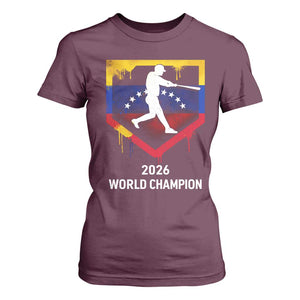 Venezuela Baseball 2026 T Shirt For Women Venezuelan Flag Baseball Fan Gift TS10 Maroon Print Your Wear