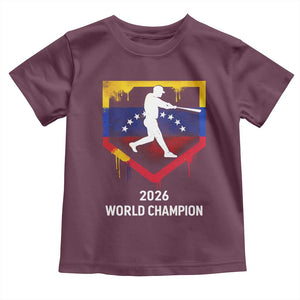 Venezuela Baseball 2026 Toddler T Shirt Venezuelan Flag Baseball Fan Gift TS10 Maroon Print Your Wear