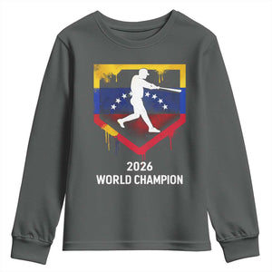 Venezuela Baseball 2026 Youth Sweatshirt Venezuelan Flag Baseball Fan Gift TS10 Dark Heather Print Your Wear