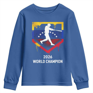 Venezuela Baseball 2026 Youth Sweatshirt Venezuelan Flag Baseball Fan Gift TS10 Royal Blue Print Your Wear