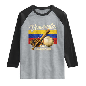 Venezuela Baseball 2026 Raglan Shirt Champions Vintage Venezuelan Flag Baseball Fan Gift TS10 Heather Gray Black Print Your Wear